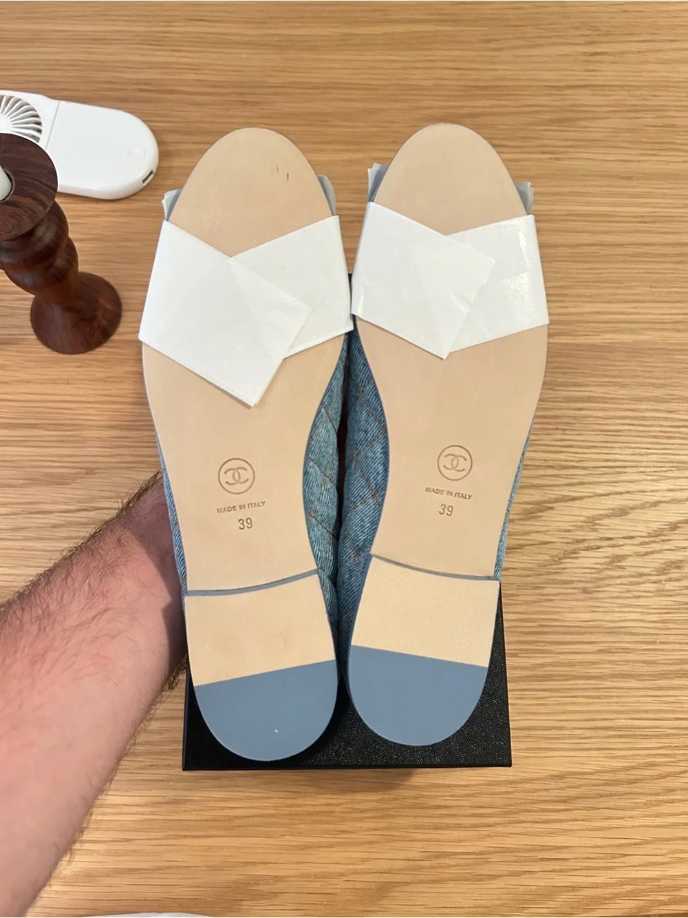 CHANEL 26B Quilted Denim Ballet Flats 39/9